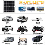 Solar Panel Kit 20W 12V Solar Battery Charger Trickle Maintainer