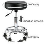 500lb heavy-duty Rolling Stool with Wheels,9.5cm thick Comfort cushion