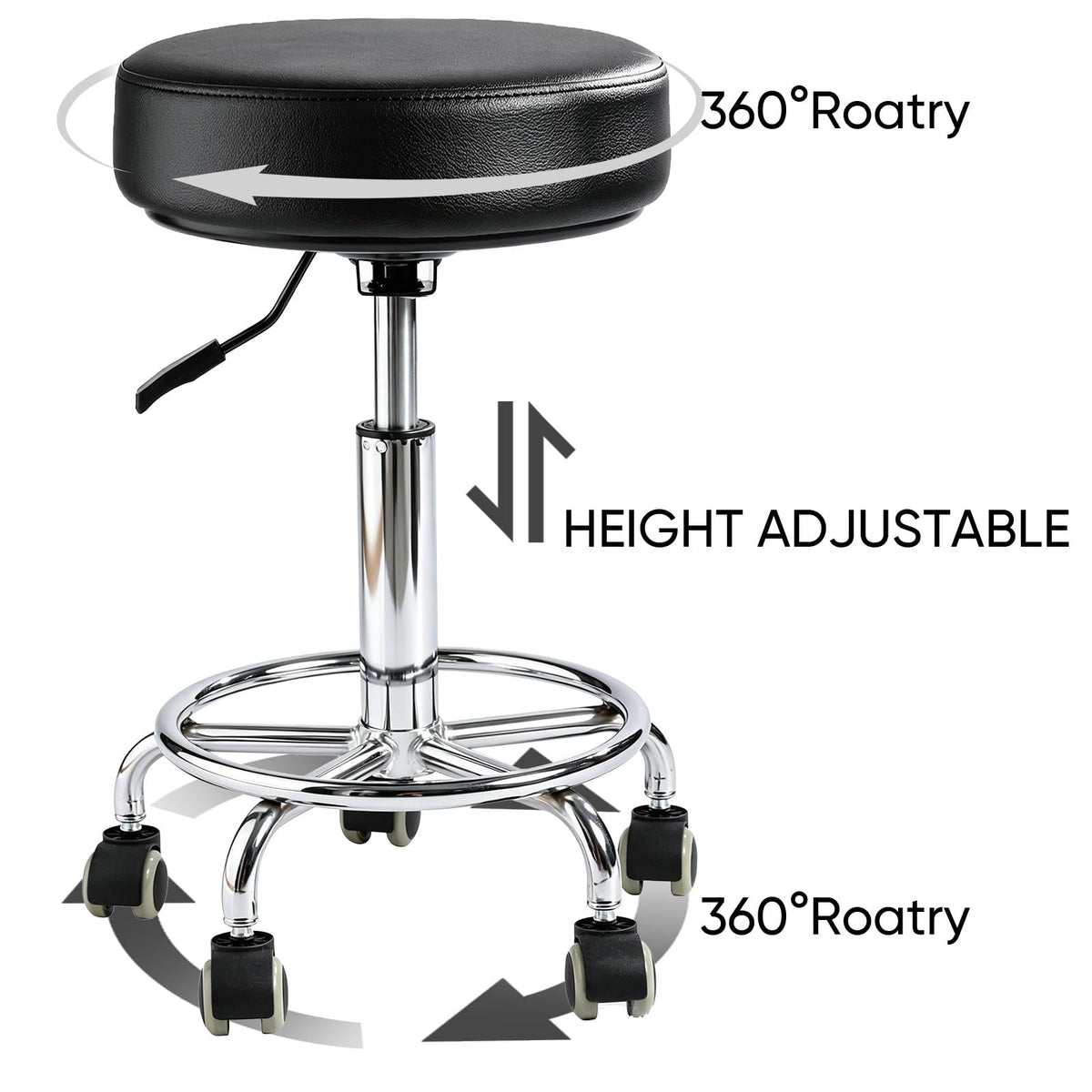 500lb heavy-duty Rolling Stool with Wheels,9.5cm thick Comfort cushion