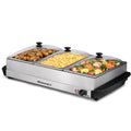 Elite Gourmet 7.5 Qt Triple Buffet Server & Food Warmer, 3 x 2.5 Qt Trays