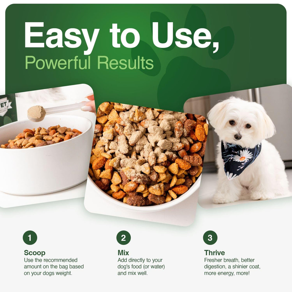 Human-Grade Superfood for Dogs, Premium Greens Powder Supplement for Dental Health, Longevity, Hip & Joint, Gut Health, Allergies, Immune Support