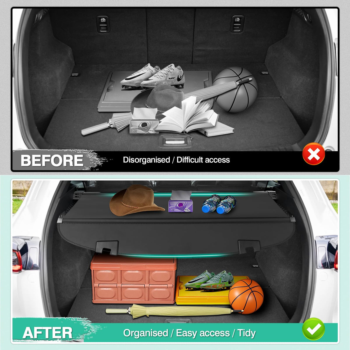 Powerty Cargo Cover for Mazda CX5 CX-5 2017-2024 2025 Accessories, Canvas