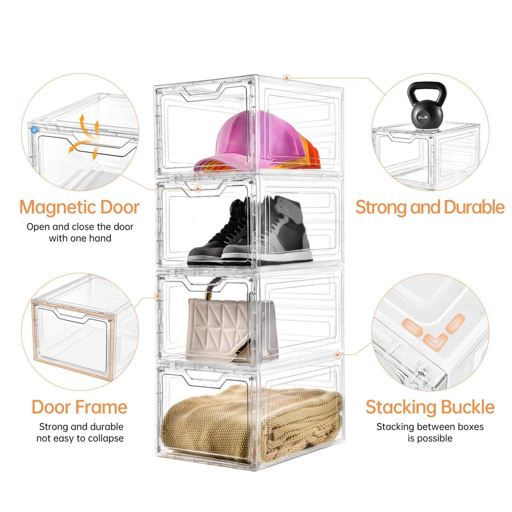 6 Pack Clear Storage Bins with Lids, 19 Qt Closet Organizers and Storage