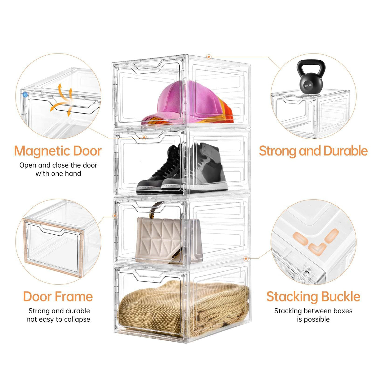 6 Pack Clear Storage Bins with Lids, 19 Qt Closet Organizers and Storage