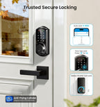 Veise VE06-L Smart Deadbolt Lock with 2 Lever Handle Set, Matte Black