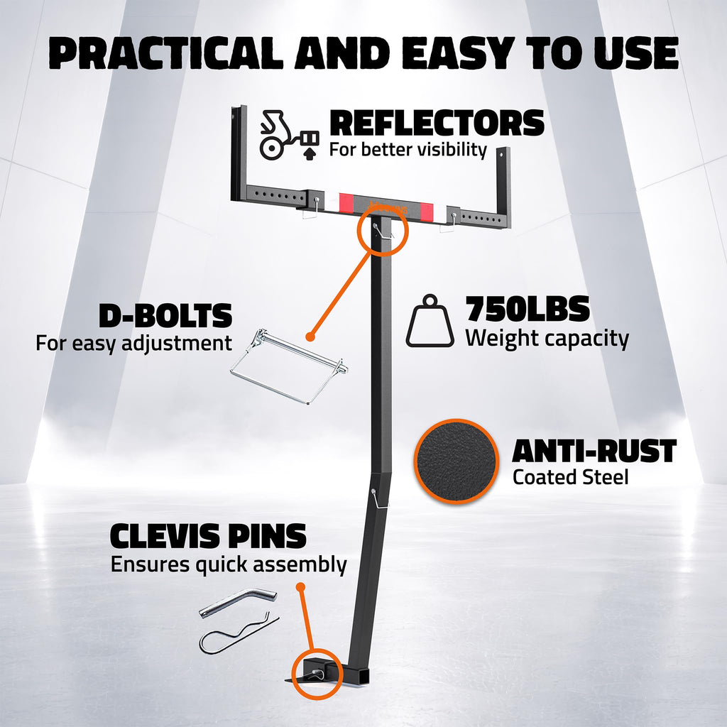 Mockins 2-in-1 All-Weather 750 Lbs Capacity Truck Bed Extender Hitch Mount