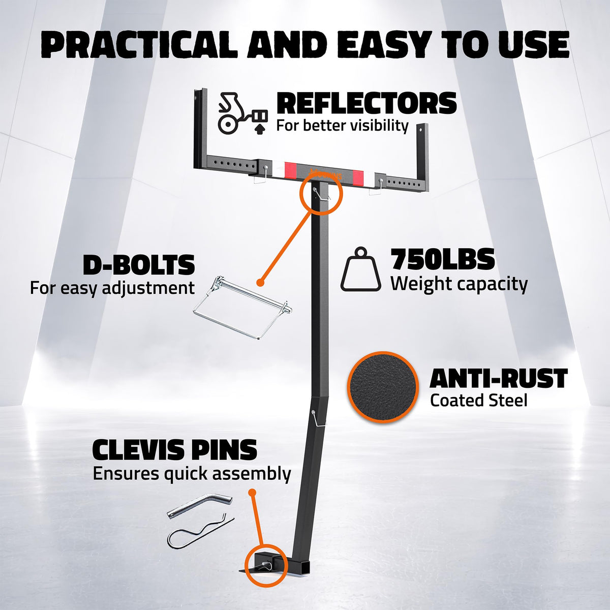 Mockins 2-in-1 All-Weather 750 Lbs Capacity Truck Bed Extender Hitch Mount