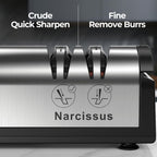 Knife Sharpener, Professional 2 Stage Electric Knife Sharpener for Quick Sharpening & Polishing, with Scissors Sharpener and Metal Dust Collection