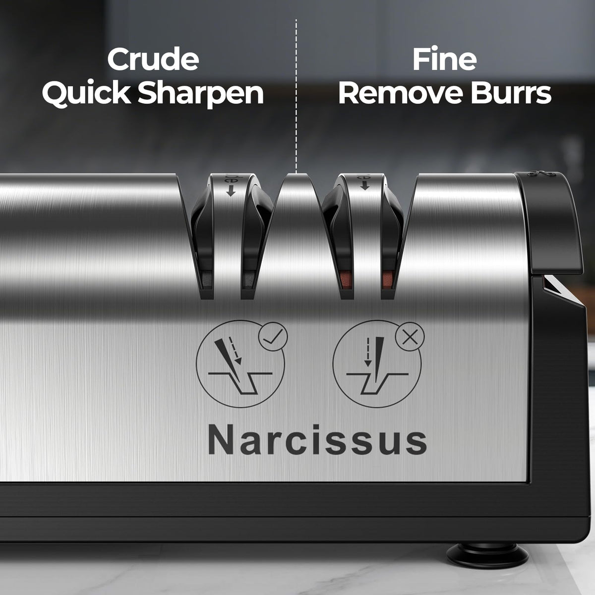 Knife Sharpener, Professional 2 Stage Electric Knife Sharpener for Quick Sharpening & Polishing, with Scissors Sharpener and Metal Dust Collection
