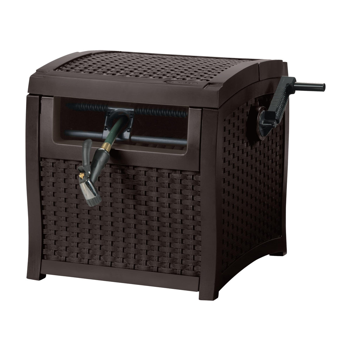 Suncast 225 ft. Smart Tube Hose Reel Hideaway, Garden Hose Holder, Brown