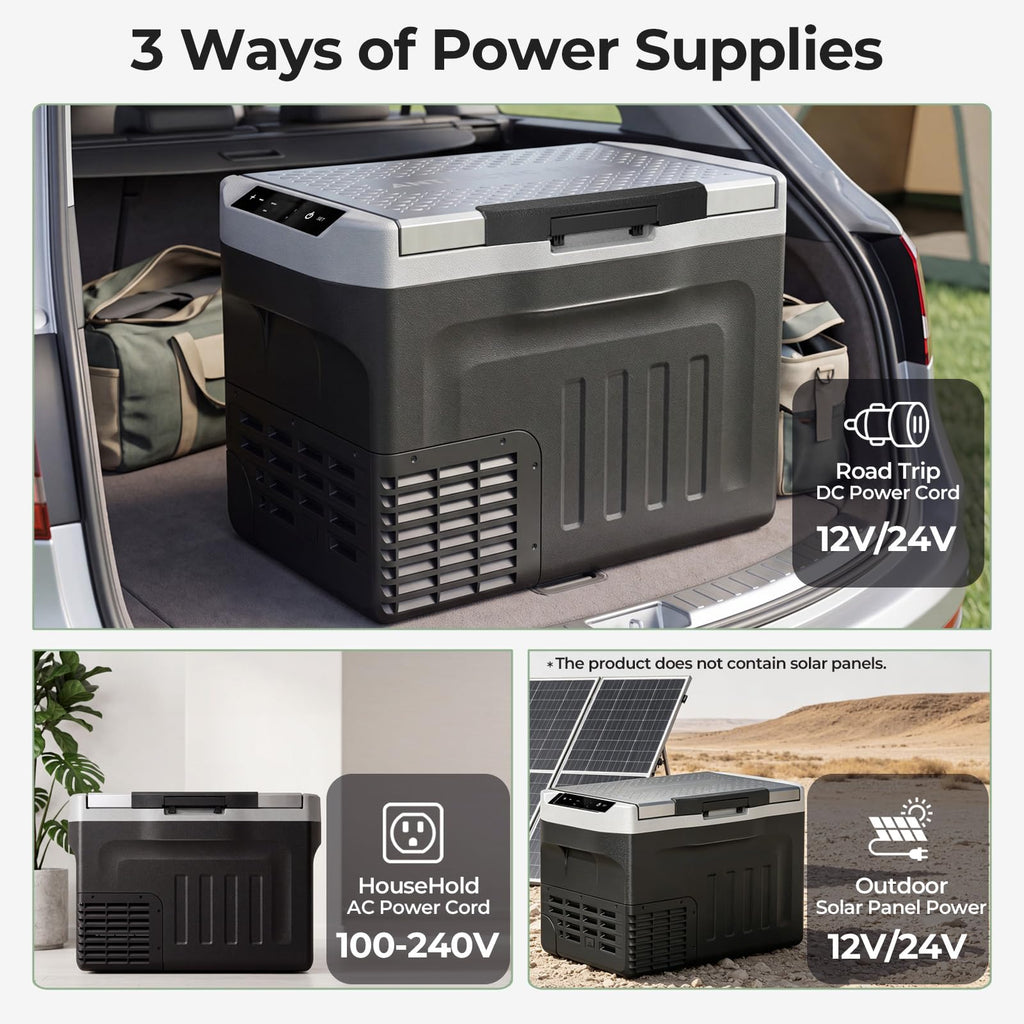 Stainless Lid 12V Car Refrigerator, 32QT Electric Cooler, Plug in Cooler
