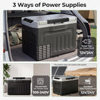 Stainless Lid 12V Car Refrigerator, 32QT Electric Cooler, Plug in Cooler