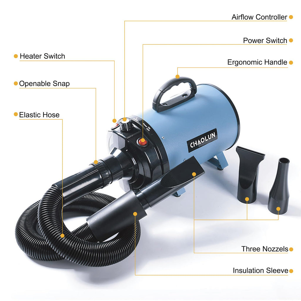 Dog Dryer for Pet Grooming, Pet Hair Dryer with Heater, Blue
