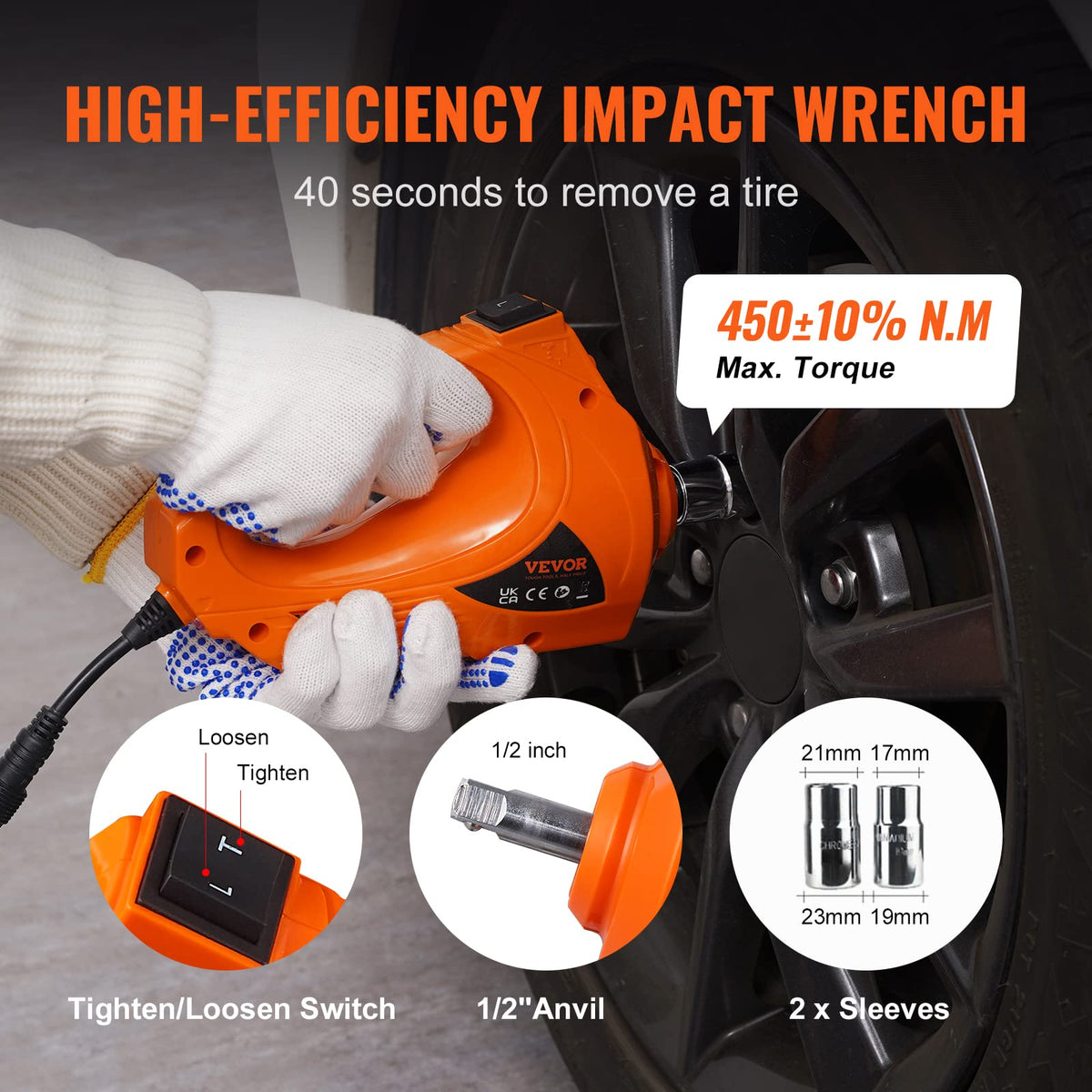VEVOR Electric Car Jack 5 Ton with Electric Impact Wrench & Inflator Pump