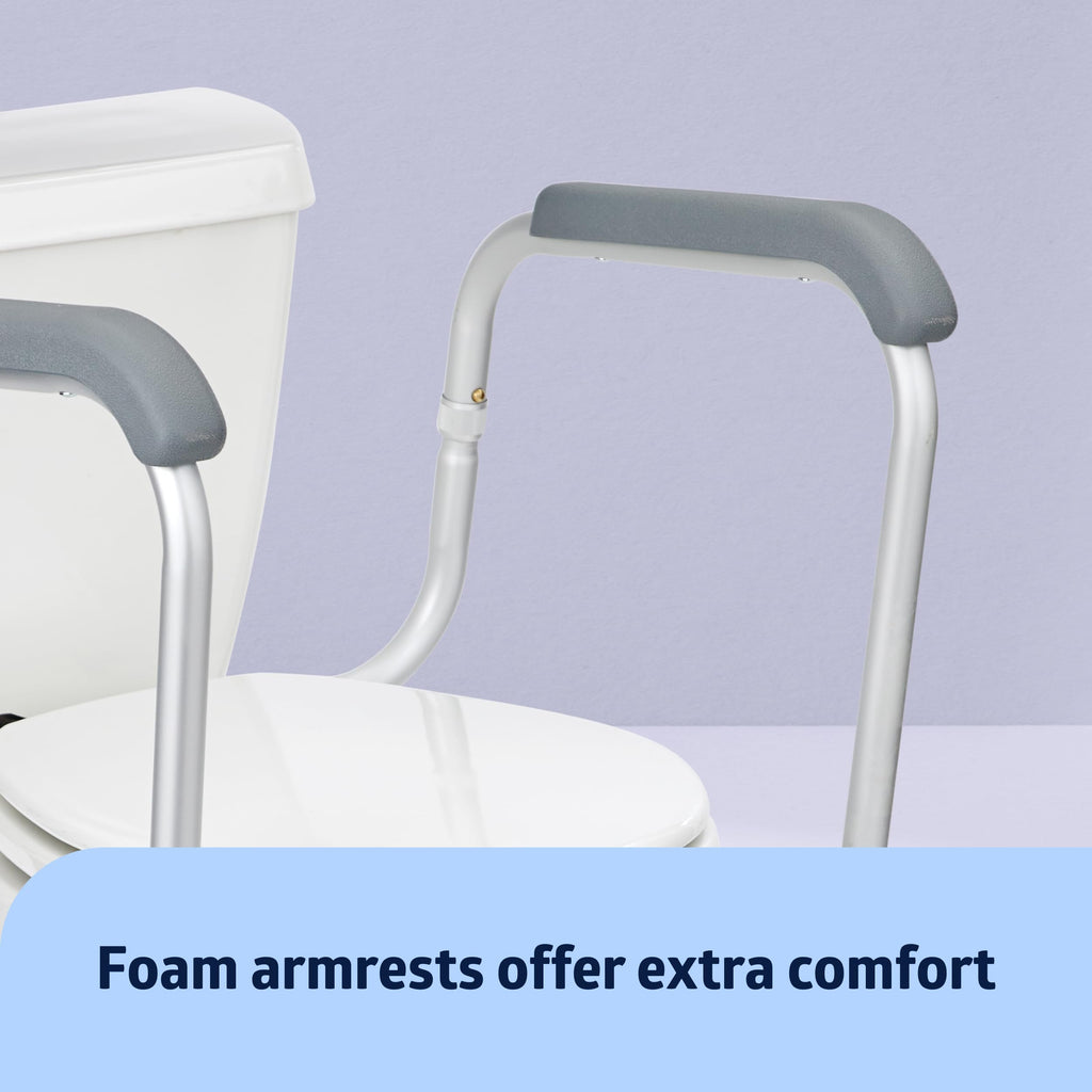 Medline Toilet Handle Safety Rail, Aluminum Grab Bar for Bathroom, 27.5" to 32" Adjustable Height, 250-lb. Capacity
