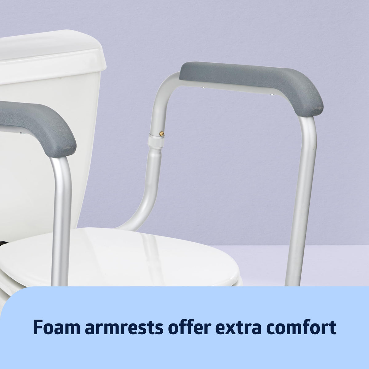 Medline Toilet Handle Safety Rail, Aluminum Grab Bar for Bathroom, 27.5" to 32" Adjustable Height, 250-lb. Capacity