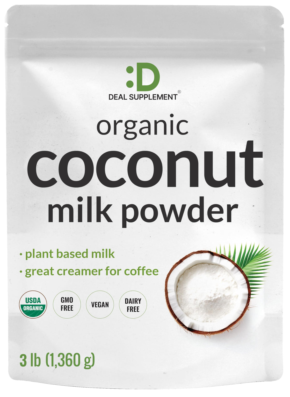 Unsweetened Organic Coconut Milk Powder, 3lbs – Dairy Free Creamer Alternative – Sugar Free Raw Flavor – Rich Source of MCT Oil – Great for Coffee or