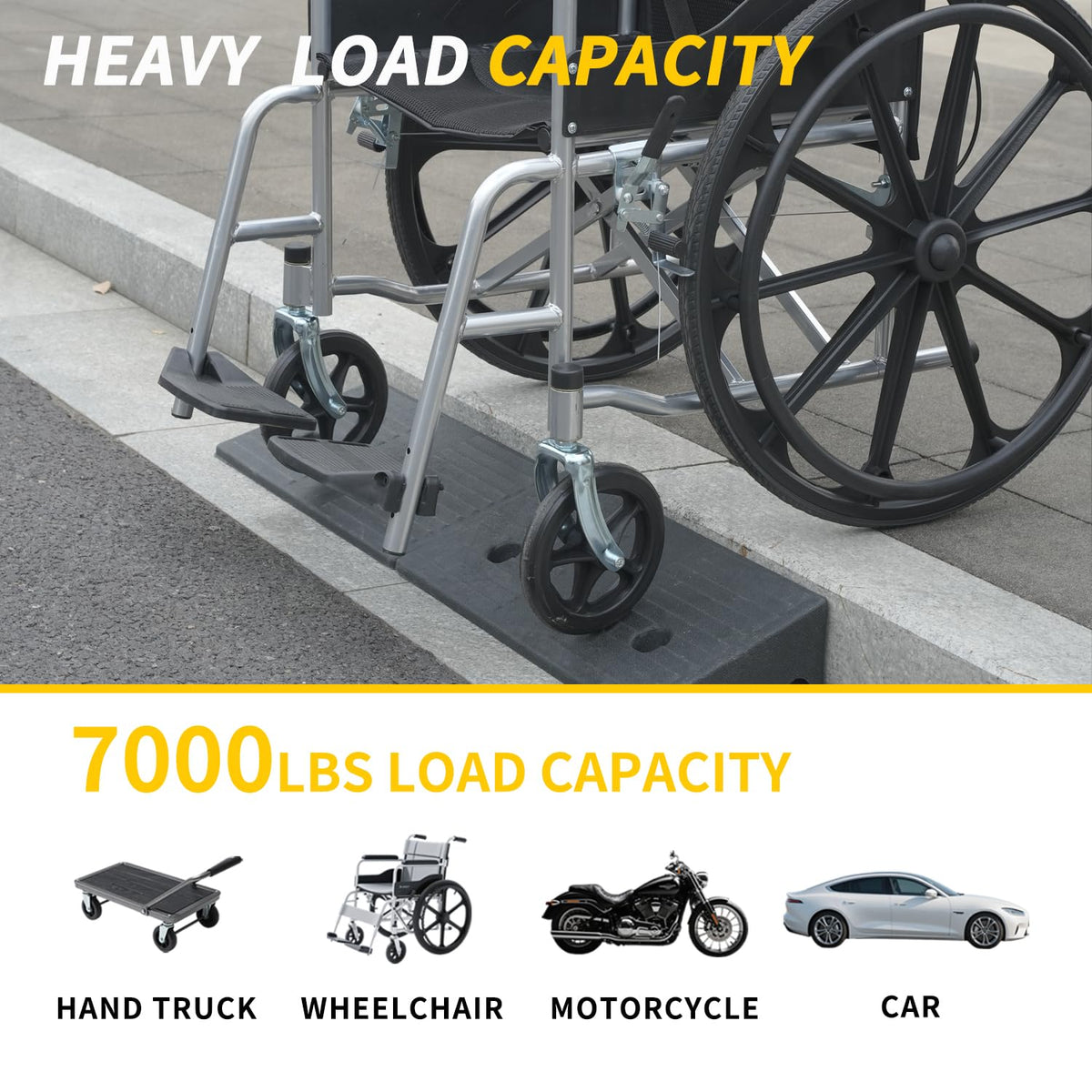 Rubber Curb Ramps for Driveway 4.0 inch Rise 2 Pack
