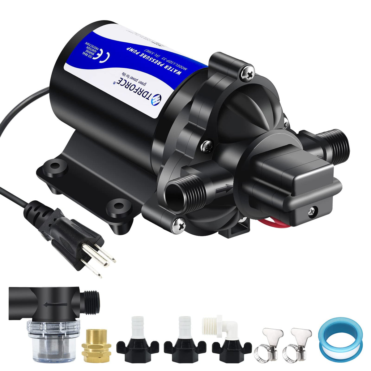 110V Fresh Water Circulating Pump 4GPM Pressure Increase Booster Pump 45 PSI Transfer Pump Self Priming on Demand Water Pump Diaphragm Pump Washdown