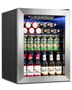 Feelfunn 68 Can Beverage Refrigerator, 1.7CuFt Mini Fridge with Glass Door