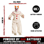 Halloween Animatronic Sitting Clown, Halloween Animated Decorations with Sound Activated, Creepy Sound, Light Up Eyes, Scary Move, Haunted House