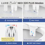 LUXE Bidet NEO 320 PLUS - Warm Water Bidet Attachment for Toilet, Chrome