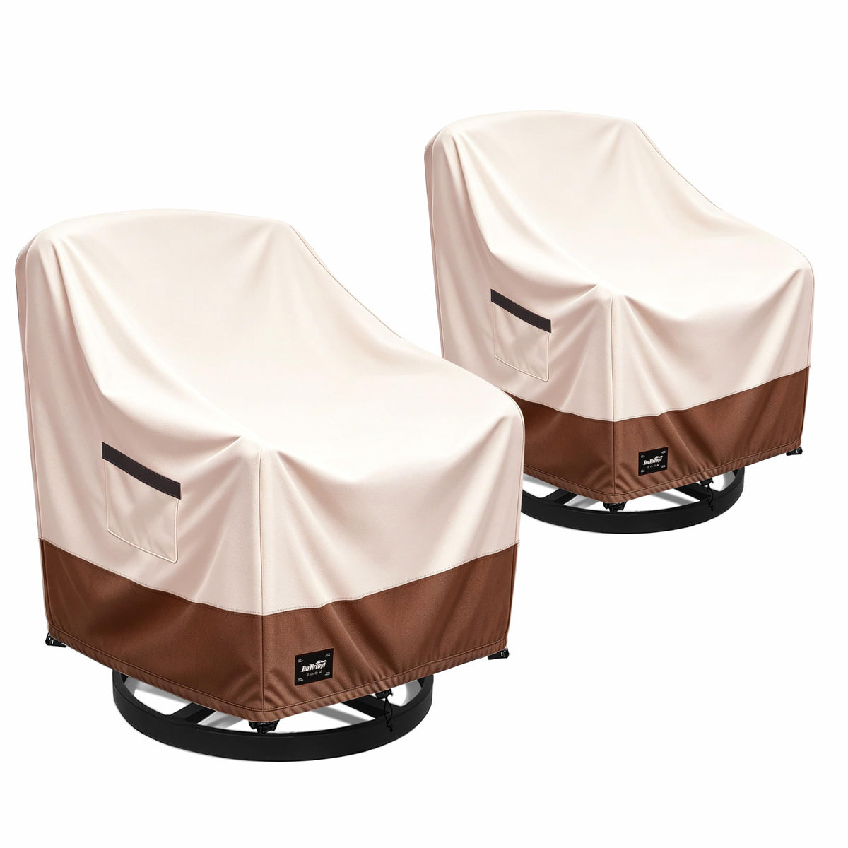 JinHrtoyi Outdoor Chair Covers 2 Pack,30Wx34Dx38H inches Patio Chair Cover,100% Waterproof Heavy Duty Outdoor Furniture Covers Waterproof,Beige&Brown
