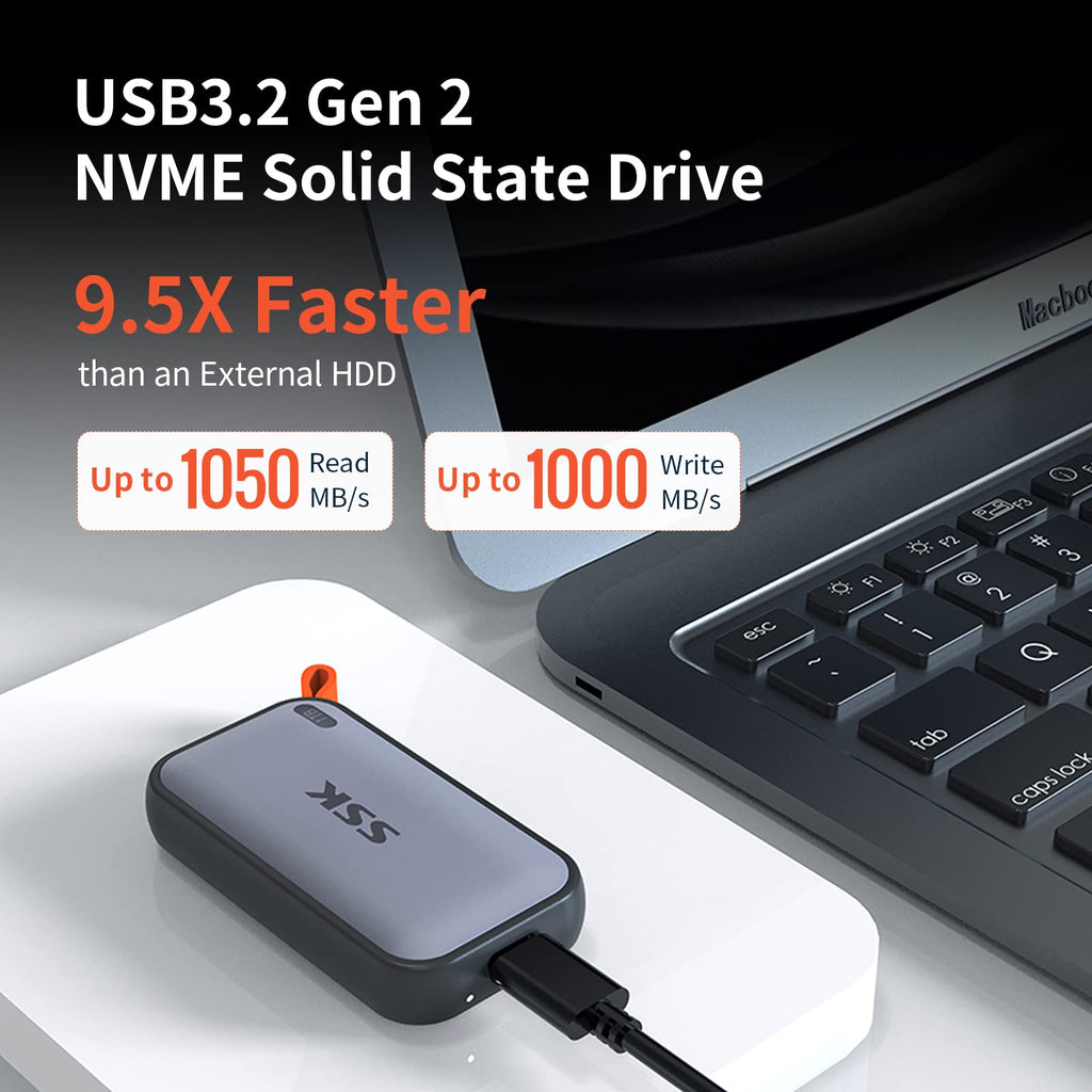 SSK Portable SSD 500GB External Solid State Hard Drive USB C Up to 1050MB/s