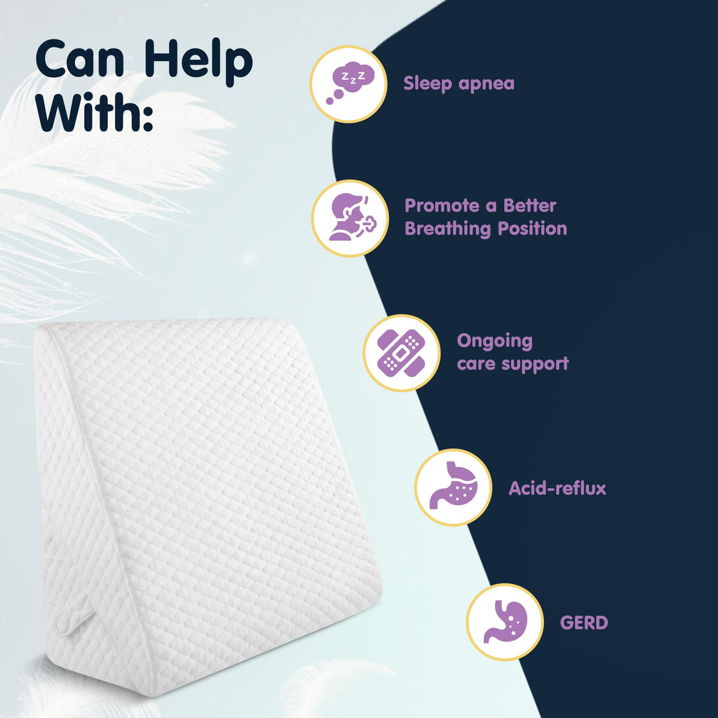 Wedge Pillow for Sleep Apnea, FSA Eligible Bed Wedge Pillow for Headboard, Acid Reflux, Snoring, Back Pain, and Post Surgery Recovery (12" and 9"