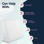 Wedge Pillow for Sleep Apnea, FSA Eligible Bed Wedge Pillow for Headboard, Acid Reflux, Snoring, Back Pain, and Post Surgery Recovery (12" and 9"