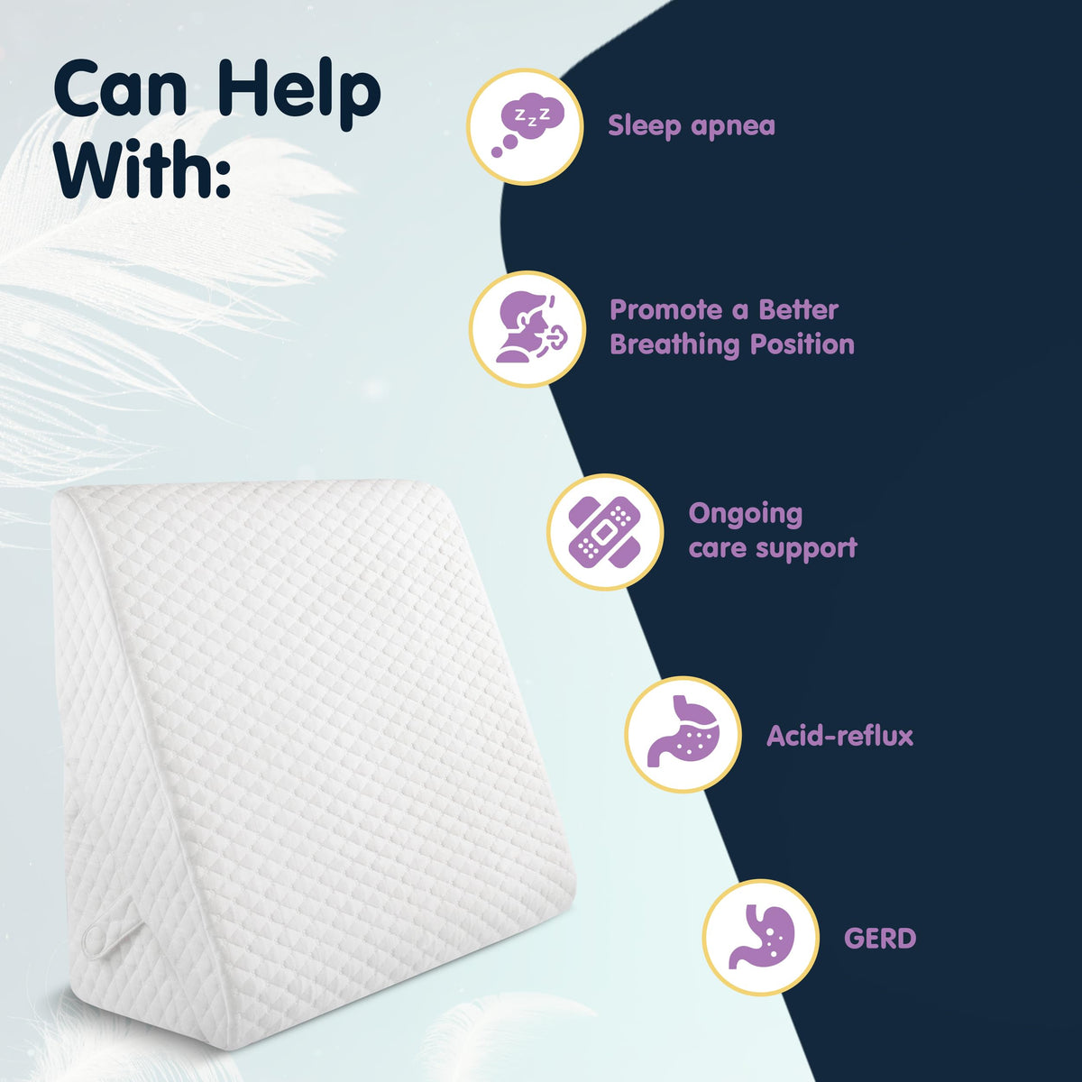 Wedge Pillow for Sleep Apnea, FSA Eligible Bed Wedge Pillow for Headboard, Acid Reflux, Snoring, Back Pain, and Post Surgery Recovery (12" and 9"