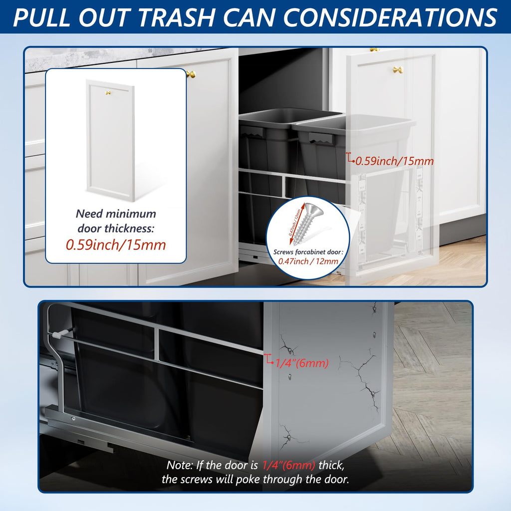 Dual Pull Out Trash Can Under Cabinet with Soft-Close Slides
