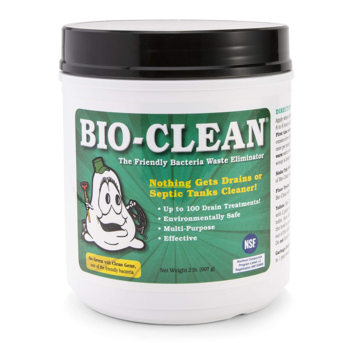 Bio-Clean Drain Septic 2# Can Cleans Drains- Septic Tanks - Grease Traps All Natural and 100% Guaranteed No Caustic Chemicals! Removes fats Oil and