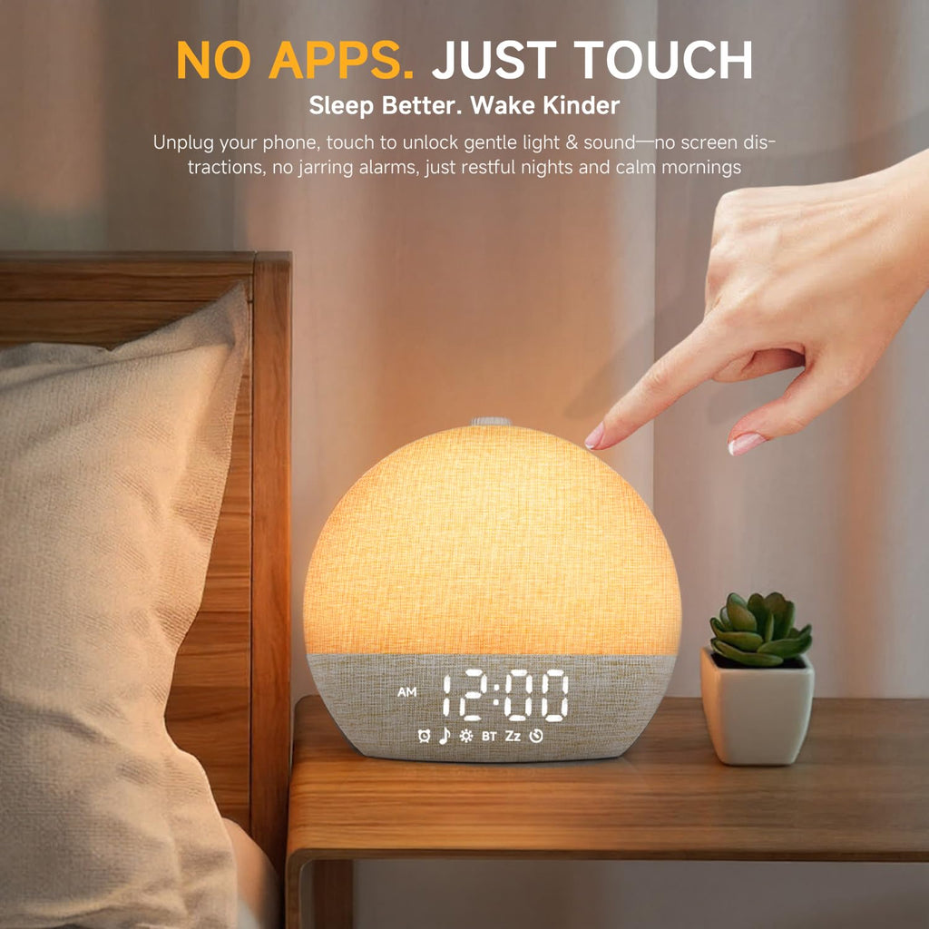 Sunrise Alarm Clock White Noise Machine with Bluetooth Speaker,Khaki
