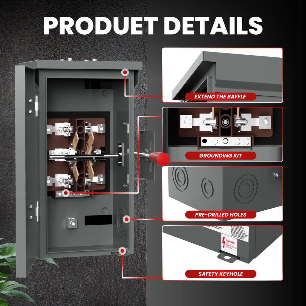 200 Amp Manual Generator Transfer Switch for Home, 48000W
