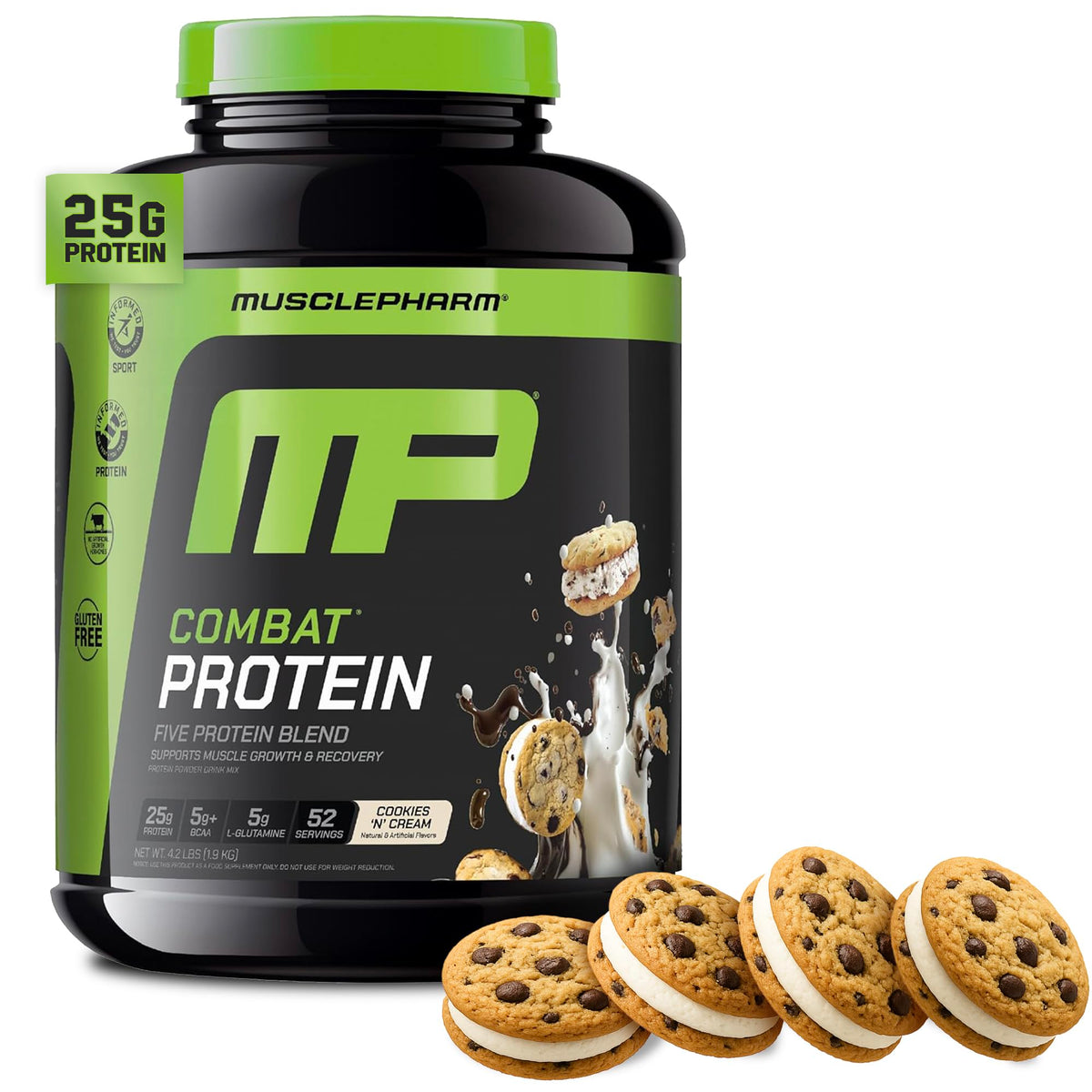 Muscle Pharm Combat Protein Powder | Cookies N Cream - 4.2 lb
