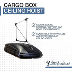 StoreYourBoard Cargo Box Pulley System – Heavy-Duty Garage Hoist Lift for Rooftop Carriers – Garage Storage & Garage Organization Ceiling Hoist with