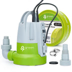 Green Expert 1/3HP Submersible Sump Pump Kit with 25FT Lay-Flat Discharge Hose, Pump with Hose, Water Sensor Automatic/Manual Low Water Drain Pump