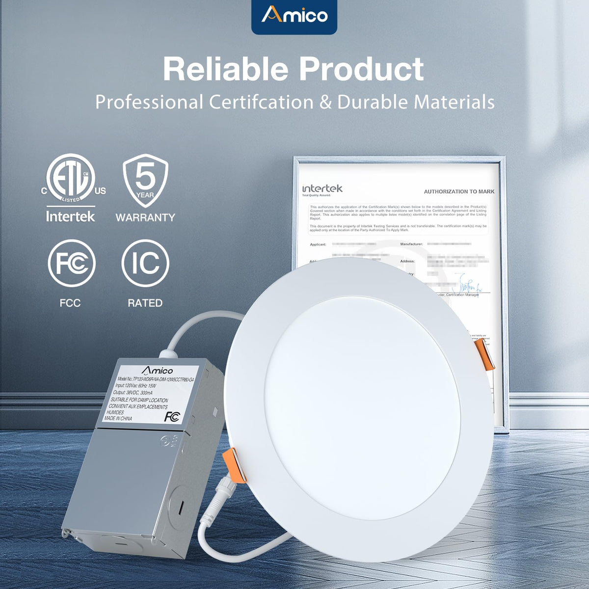 Amico 24 Pack 6 Inch Ultra-Thin LED Recessed Ceiling Light, 5CCT, 1050LM