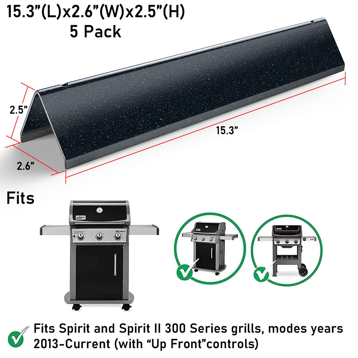 Spirit E310 Grill Parts Replacement Kit, 7636 Flavorizer Bars & 69787 Burner Tubes for Weber Spirit & Spirit II 300 Series E310 E320 E330 S310 S320