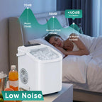 Sweetcrispy Countertop Ice Maker with Scoop, Basket and Handle, Portable Ice Machine 9 Cubes Ready in 6 Mins, 26.5lbs in 24Hrs, 2 Sizes for Home