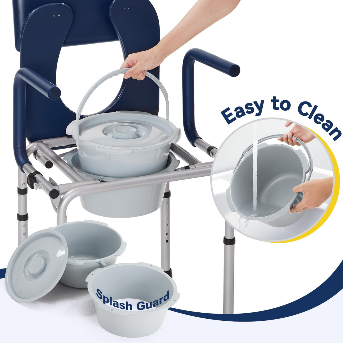 M73 Drop Arm Bedside Commodes for Seniors, Potty Chair for Adults