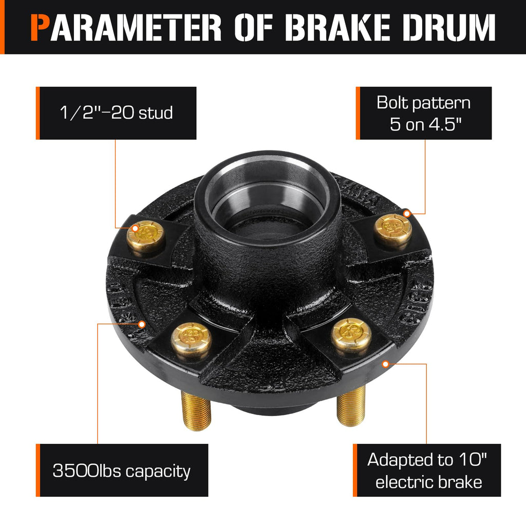 Aeagle 2 Sets 5 on 4.5" Trailer Hub Kits for 1-1/16" & 1-3/8" Tapered Axle