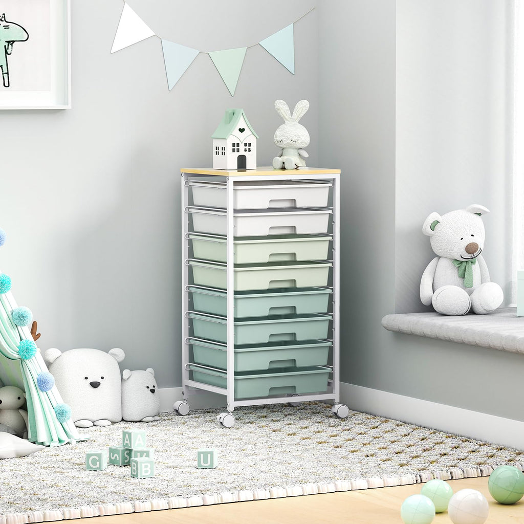 Rolling Cart with Drawers,Craft Organizers and Storage, Green