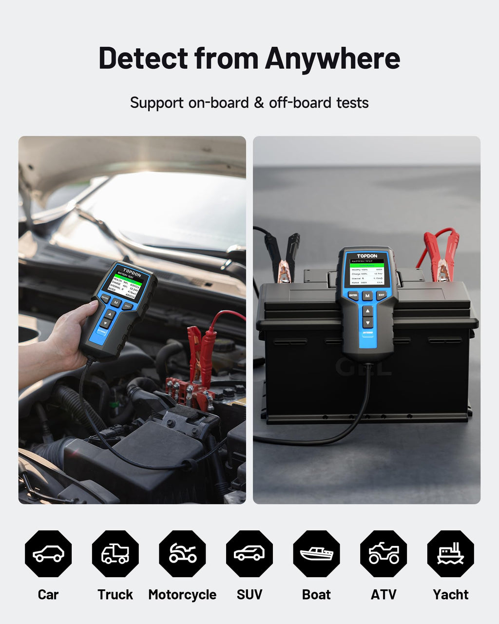 TOPDON BT200 Car Battery Tester, 12V/24V, 100-2000 CCA Load Tester