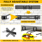 Garage Tool Organizer Wall Mount, 48inch Heavy-Duty Garage Storage System and Garden Tool Organizer with 6 Adjustable Double Hooks for Shovel