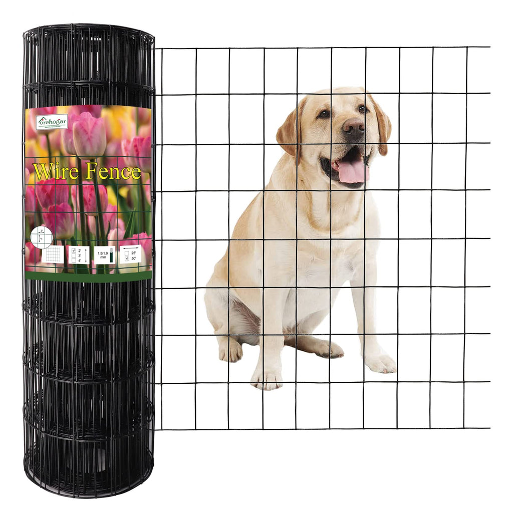 Black PVC Coated Welded Wire Fence 24" x 50' Roll, 2"x3" Mesh, 16 Gauge