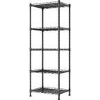 5-Wire Shelving Metal Storage Rack Adjustable Shelves,Standing Storage Shelf Units for Laundry Bathroom Kitchen Pantry Closet(Black,11.8" D x 16.6" W