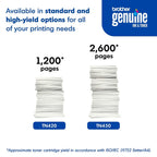 Brother Genuine High Yield Toner Cartridge, TN450, Replacement Black Toner, Page Yield Up To 2,600 Pages