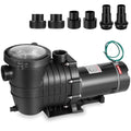 Leomru 1.5 HP Pool Pump 6500 GPH Self Priming in/Above Ground Swimming Pool Pump 110V/220V Dual Voltage Single Speed Pumps with Strainer Basket 6Pcs